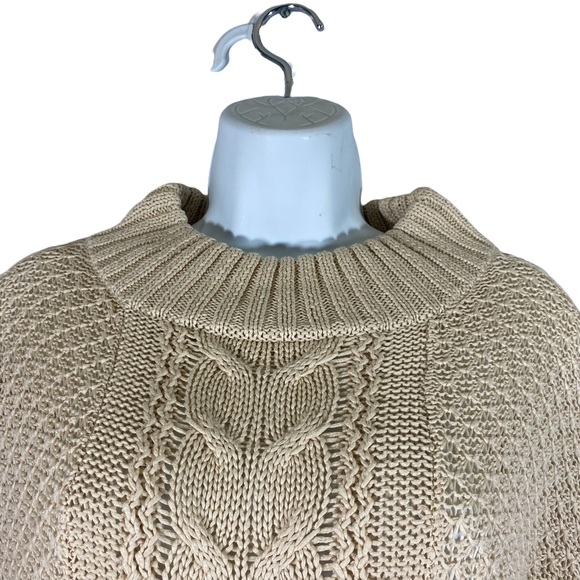 St. John Mock Neck Short Sleeve Chunky Cable Knit 100% Cotton Sweater Medium - Picture 9 of 10